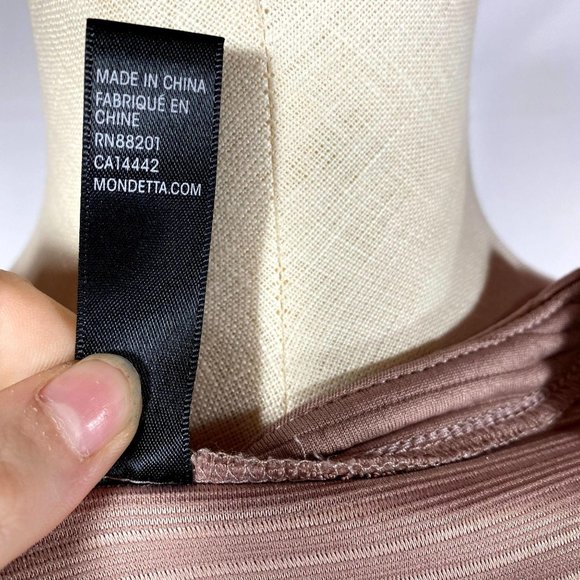 MONDETTA Dusty Pink Ribbed Sweatshirt Women's Medium Side Zip Long Sleeve Boxy - Picture 9 of 10